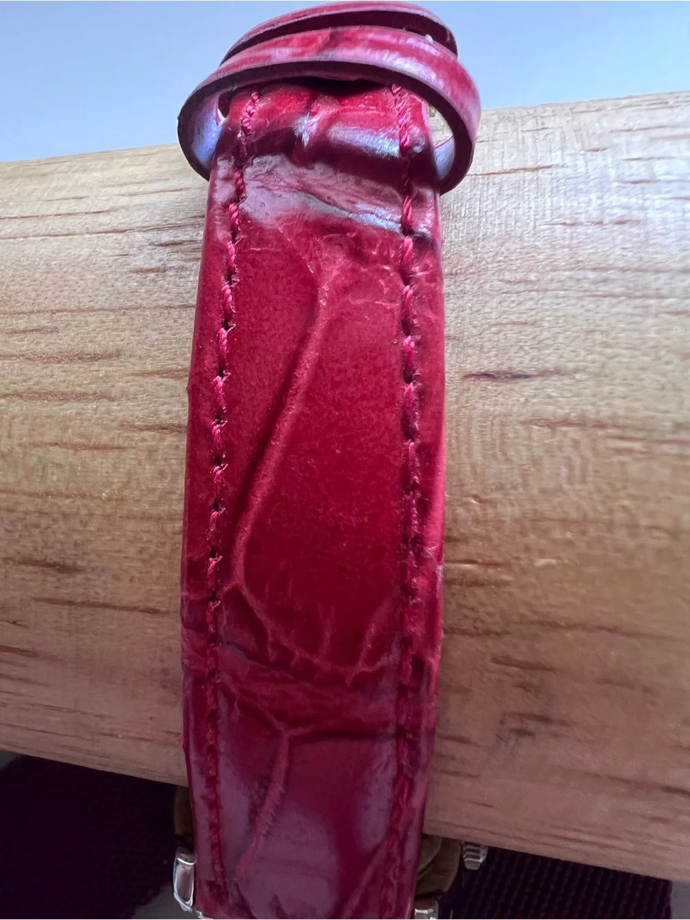 Vintage Camrose & Kross JBK Crystal Accent Red Leather Band Watch